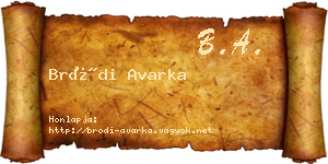 Bródi Avarka névjegykártya
